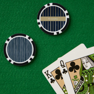 Navy Blau Gold Doppelte Streifen Pokerchips