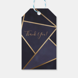Navy Blau Gold Dreiecke Geometrisch Elegant Klassi Geschenkanhänger