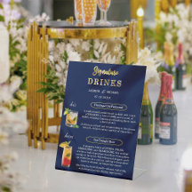 Navy Blau & Gold Einfache Hochzeits-Signature-Drin