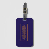 Navy Blau & Gold Elegant Modern Gepäckanhänger (Vorderseite Vertikal)
