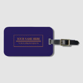 Navy Blau & Gold Elegant Modern Gepäckanhänger (Vorderseite (Horizontal))