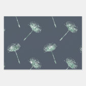 Navy Blau Gold Falscher Glitter Löwenzahn Blumen Geschenkpapier Set (Vorderseite 3)