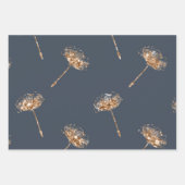 Navy Blau Gold Falscher Glitter Löwenzahn Blumen Geschenkpapier Set (Vorderseite 2)