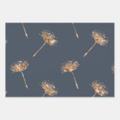 Navy Blau Gold Falscher Glitter Löwenzahn Blumen Geschenkpapier Set (Vorderseite)
