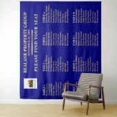 Navy Blau Gold Firmen Sitzplan Logo Wandteppich (Beispiel)