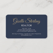 Navy Blau Gold Foto Monogramm Realtor QR Code  Visitenkarte (Rückseite)