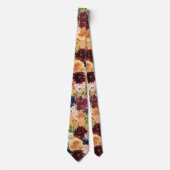 Navy Blau, Gold Gelb, Rosa Wein Blumenstrauß Tie Krawatte (Vorderseite)