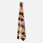 Navy Blau, Gold Gelb, Rosa Wein Blumenstrauß Tie Krawatte (Rückseite)