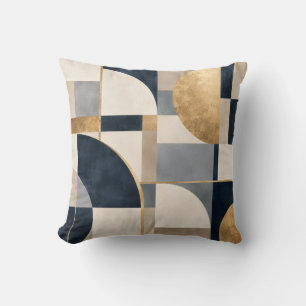 Navy Blau Gold Geometrisches Abstraktes Muster Kissen