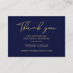 Navy Blau & Gold Geschäftslogo Verpackung Danke Visitenkarte