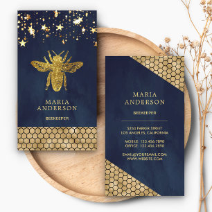Navy Blau Gold Glitter Honigbiene Imker Visitenkarte
