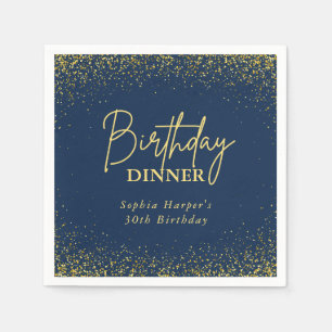 Navy Blau Gold Glitter Konfetti Geburtstagsessen Serviette