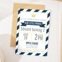 Navy Blau Gold Glitter Prinz Geburtstagseinladung