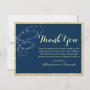 Navy Blau Gold Glitter Schneeflocke Dankeschön-Kar