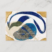 Navy Blau Gold Glitter Website QR Code Geschäft Visitenkarte (Vorderseite)