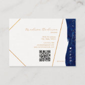 Navy Blau Gold Glitter Website QR Code Geschäft Visitenkarte (Rückseite)