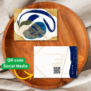 Navy Blau Gold Glitter Website QR Code Geschäft Visitenkarte