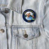 Navy Blau Gold Golfer Foto High School Golfteam Button (Beispiel)