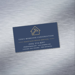 Navy Blau Gold Handwerker Bau  Magnetische Visitenkarte