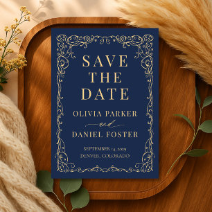 Navy Blau Gold Hochzeit Save the Date
