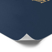 Navy Blau Gold Lichterkette Hochzeitsbegrüßung Poster (Ecke)