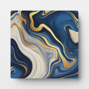 Navy Blau Gold Marmorschwünge Fotoplatte