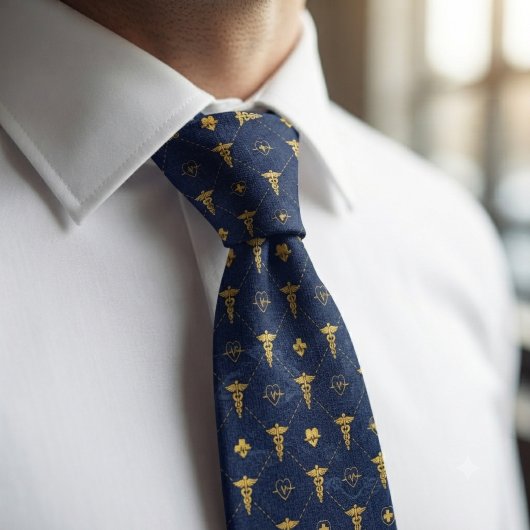 Navy Blau & Gold Medizin  Krawatte