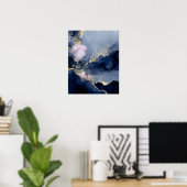 Navy Blau Gold Moderne Abstrakte Wandkunst Poster (Heimbüro)