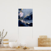 Navy Blau Gold Moderne Abstrakte Wandkunst Poster (Küche)