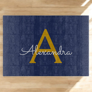 Navy Blau Gold Moderne Schrift Girly Monogramm Nam Schneidebrett