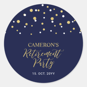 Navy Blau & Gold   Modernes Geschenk zur Ruhestand Runder Aufkleber