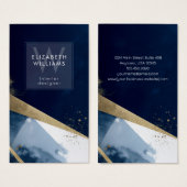 Navy Blau Gold Monogramm Moderne Visitenkarte (Vorne & Hinten)