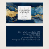 Navy Blau Gold Monogramm Moderne Visitenkarte (Vorne & Hinten)