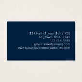 Navy Blau Gold Monogramm Moderne Visitenkarte (Rückseite)