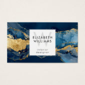 Navy Blau Gold Monogramm Moderne Visitenkarte (Vorderseite)