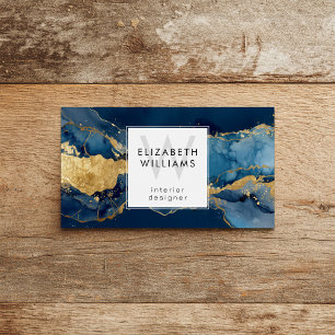 Navy Blau Gold Monogramm Moderne Visitenkarte