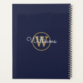 Navy Blau Gold Monogramm Name 2023 Planer (Rückseite)