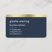 Navy Blau Gold Monogramm Visitenkarte (Rückseite)
