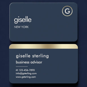 Navy Blau Gold Monogramm  Visitenkarte