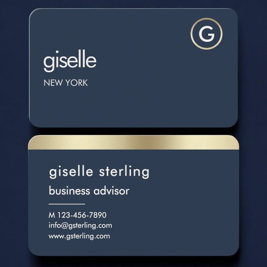Navy Blau Gold Monogramm Visitenkarte