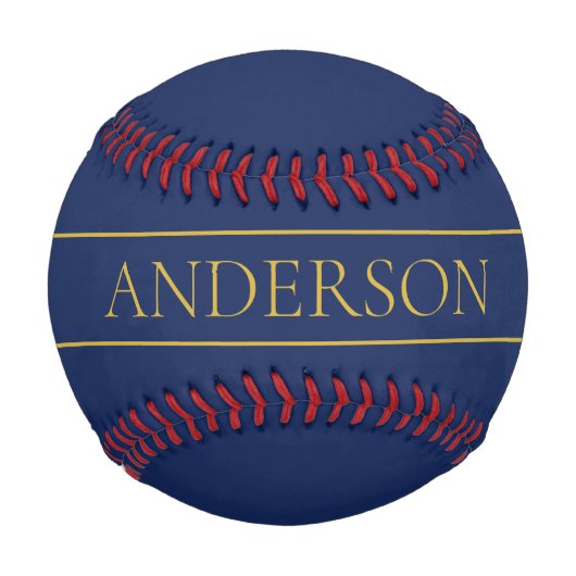 Navy Blau & Gold Name Nachname oder Geschäft Baseball (Vorderseite)