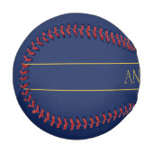 Navy Blau & Gold Name Nachname oder Geschäft Baseball (Vorderseite Links)