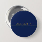 Navy Blau & Gold Name Nachname oder Geschäft Button (Vorne & Hinten)