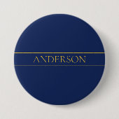 Navy Blau & Gold Name Nachname oder Geschäft Button (Vorderseite)