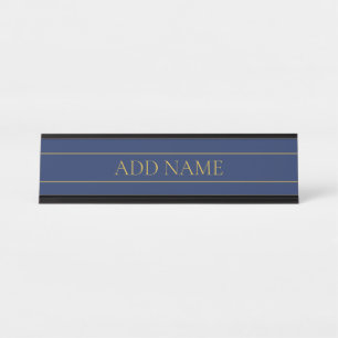 Navy Blau & Gold Name Nachname oder Geschäft  Schreibtischnamensplakette