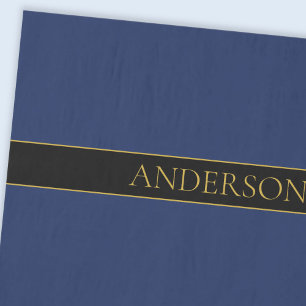 Navy Blau & Gold Name Nachname oder Geschäft Seidenpapier