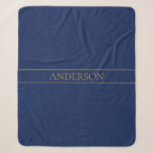 Navy Blau & Gold Name Nachname oder Geschäft Sherpadecke (Vorderseite)