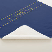 Navy Blau & Gold Name Nachname oder Geschäft Sherpadecke (3/4)