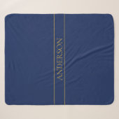 Navy Blau & Gold Name Nachname oder Geschäft Sherpadecke (Vorderseite (Horizontal))