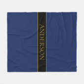 Navy Blau & Gold Name Nachname oder Unternehmen Fleecedecke (Vorderseite (Horizontal))
